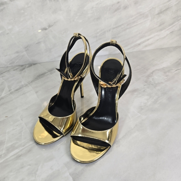 Versace Gold Safety Pin Heels - Picture 1 of 9
